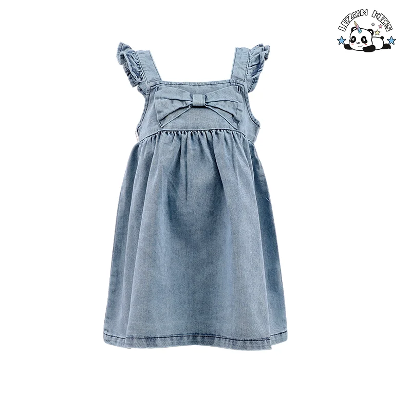 LEZONKIDS - Best New Product 2024 Soft Denim Frock Design Girls Dresses 2-12 Children Clothing